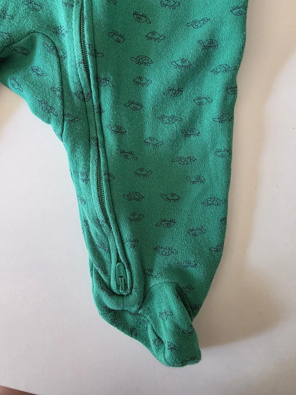 Carter's Green Footed One-Piece with Turtle Applique and Navy Trim